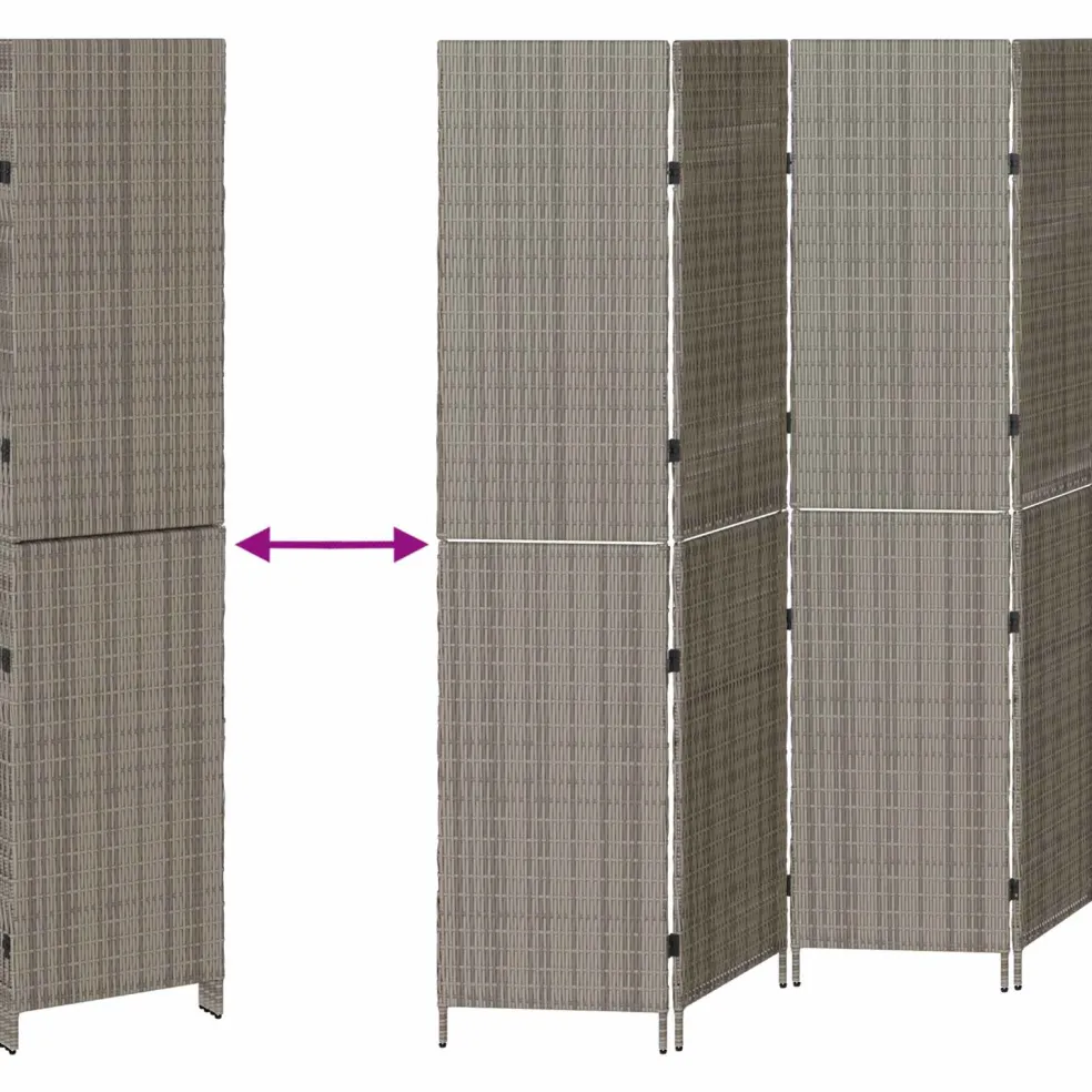 vidaXL Kamerverdeler Grijs 195 x 180 cm poly rattan