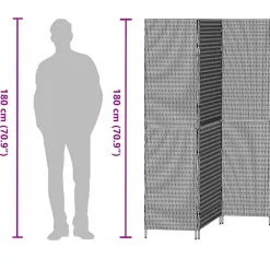 vidaXL Kamerverdeler Grijs 146 x 180 cm poly rattan