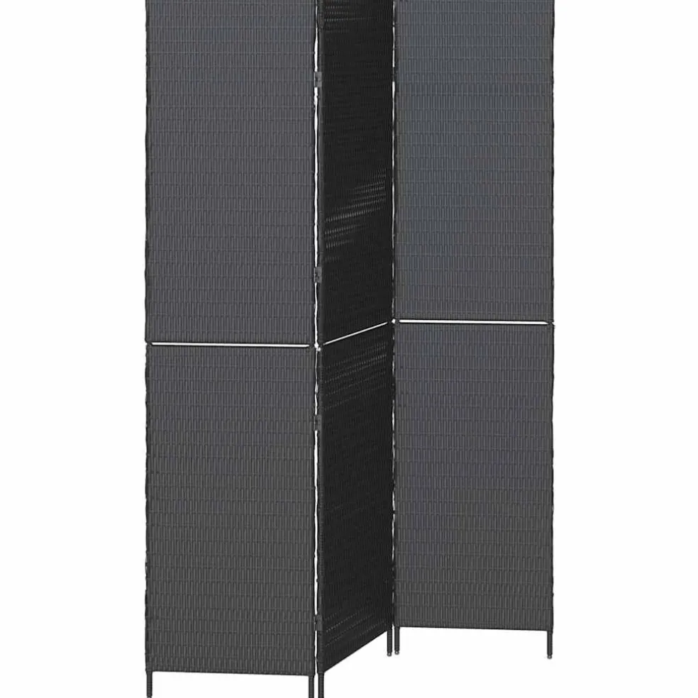 vidaXL Kamerverdeler Zwart 146 x 180 cm poly rattan