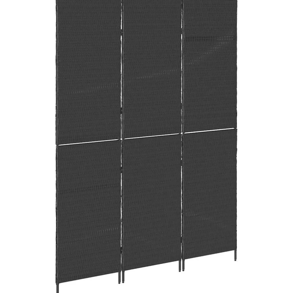 vidaXL Kamerverdeler Zwart 146 x 180 cm poly rattan