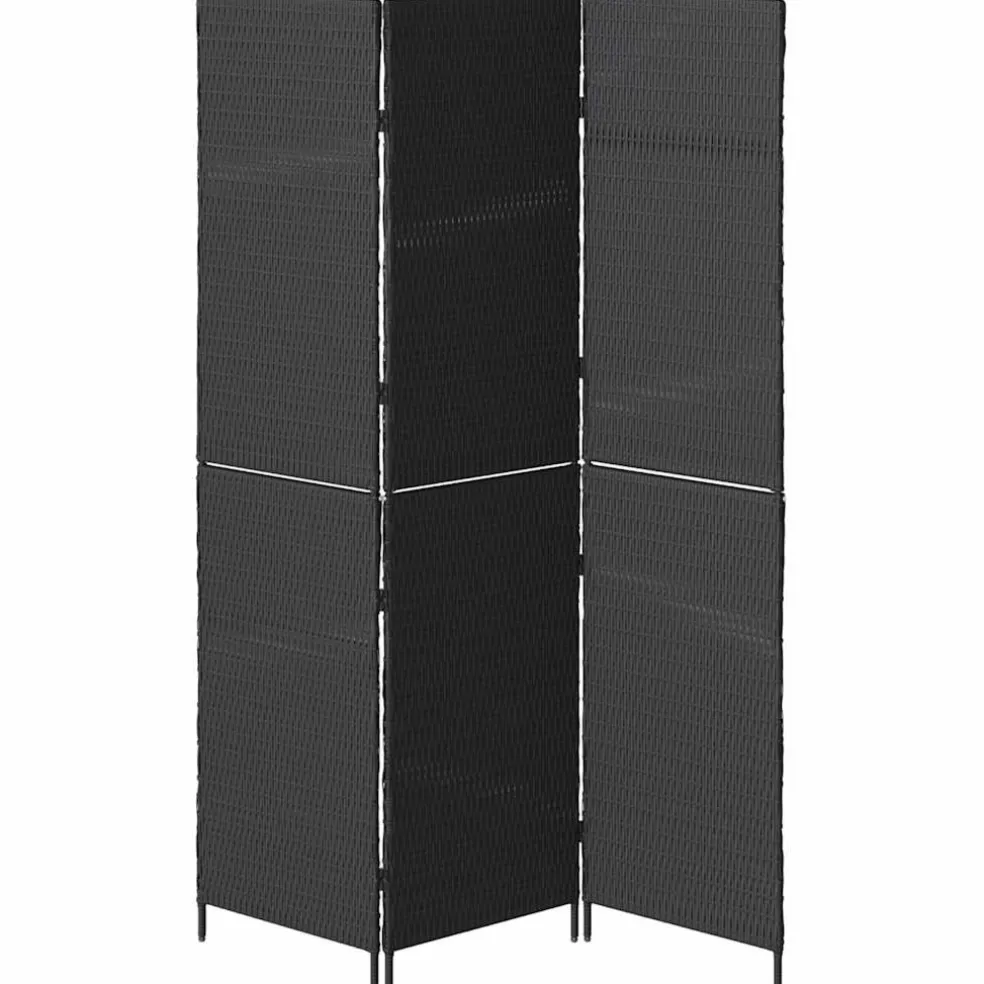 vidaXL Kamerverdeler Zwart 146 x 180 cm poly rattan