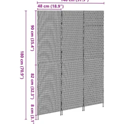 vidaXL Kamerverdeler Zwart 146 x 180 cm poly rattan