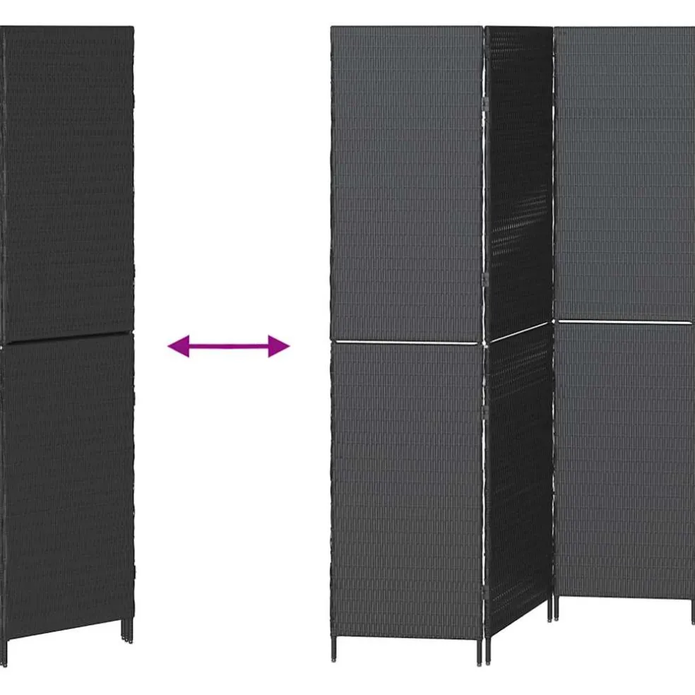 vidaXL Kamerverdeler Zwart 146 x 180 cm poly rattan