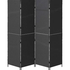 vidaXL Kamerverdeler Zwart 195 x 180 cm poly rattan