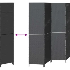 vidaXL Kamerverdeler Zwart 195 x 180 cm poly rattan
