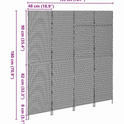vidaXL Kamerverdeler Zwart 195 x 180 cm poly rattan