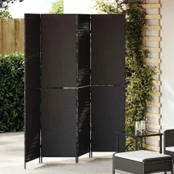 vidaXL Kamerverdeler Zwart 195 x 180 cm poly rattan