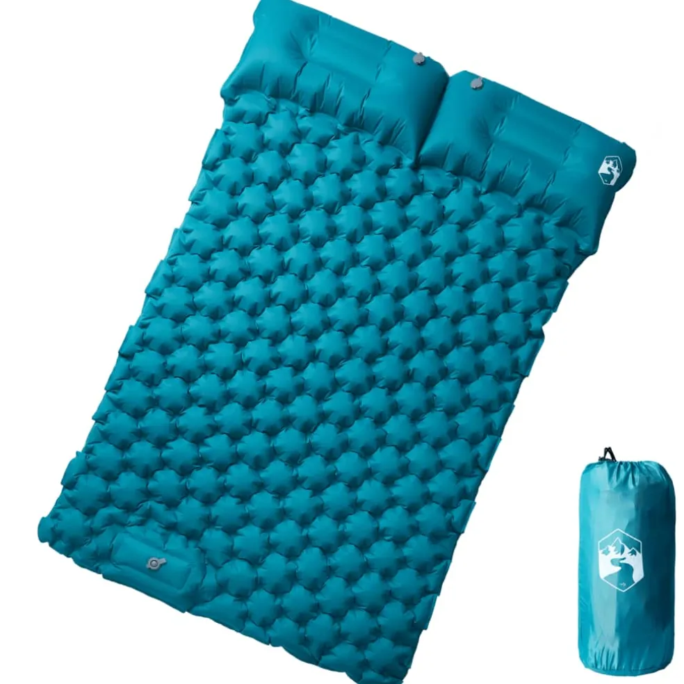 vidaXL Kampeermatras met kussens zelfopblazend 2-persoons blauw