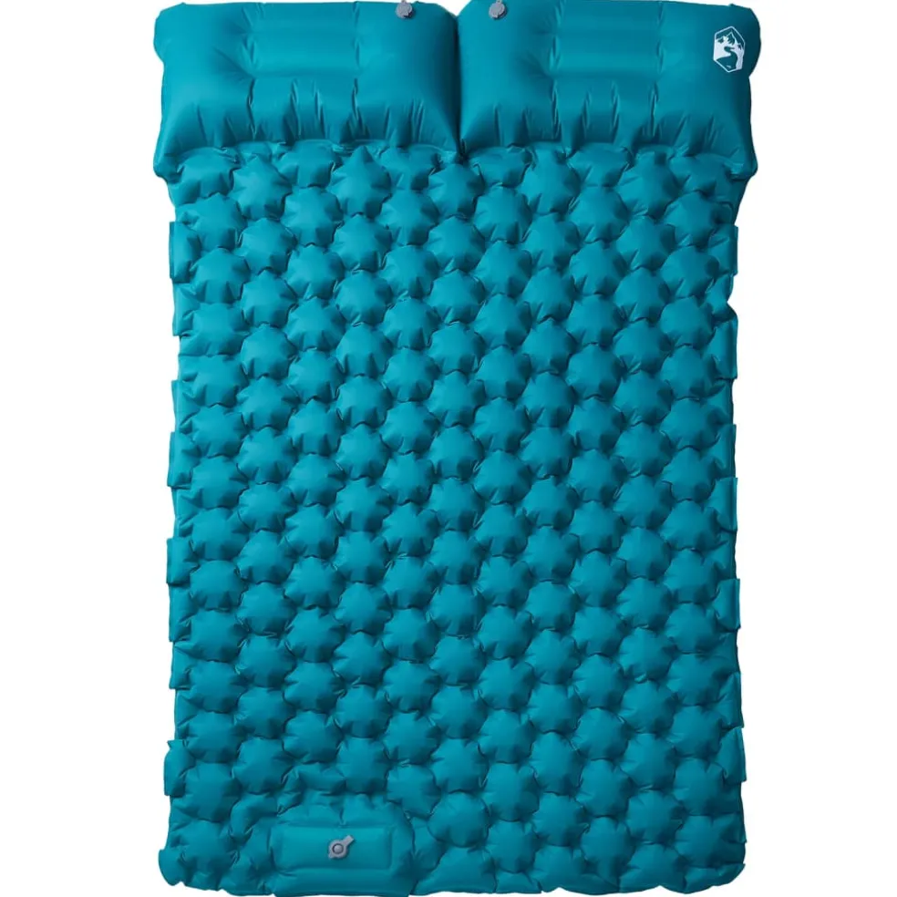 vidaXL Kampeermatras met kussens zelfopblazend 2-persoons blauw