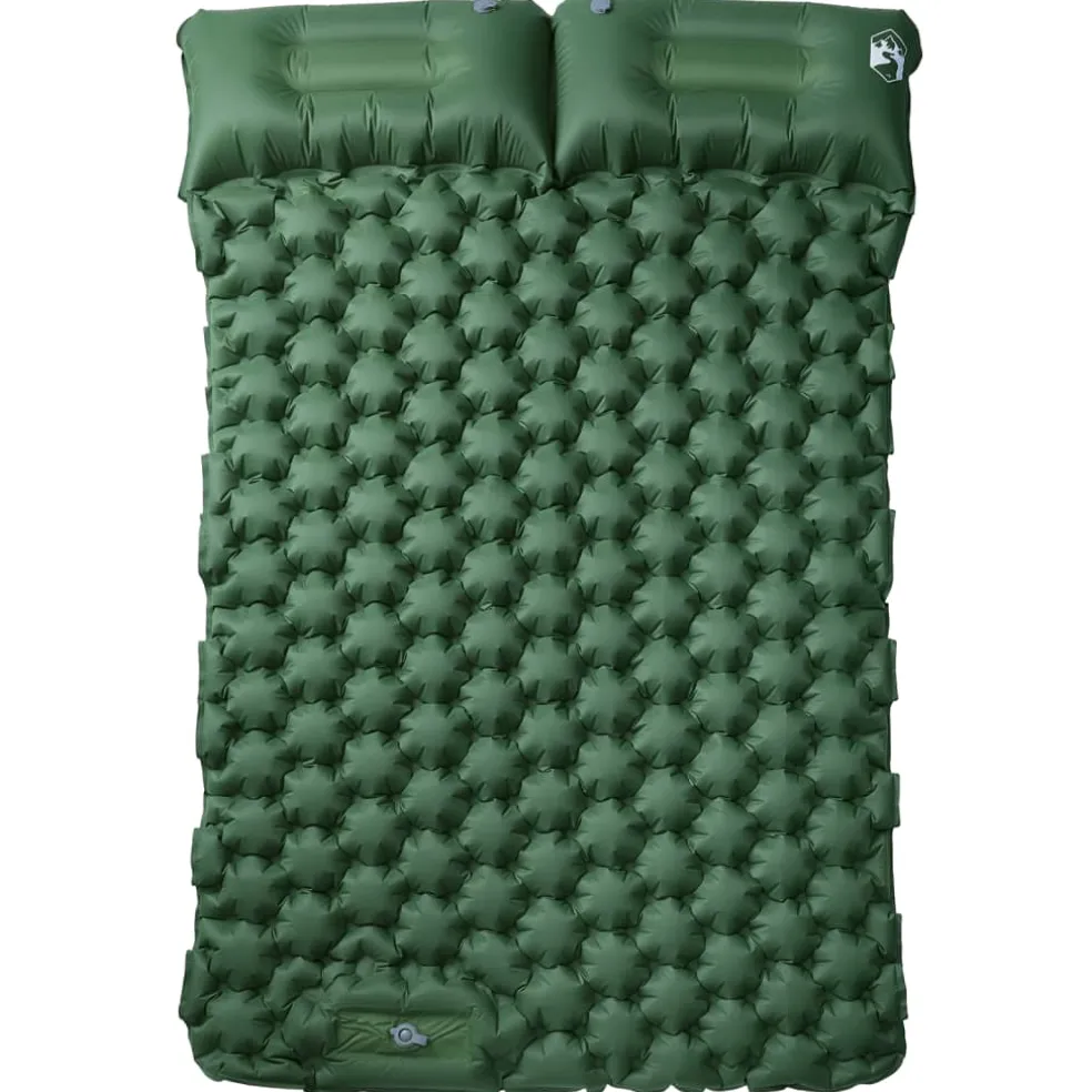 vidaXL Kampeermatras met kussens zelfopblazend 2-persoons groen