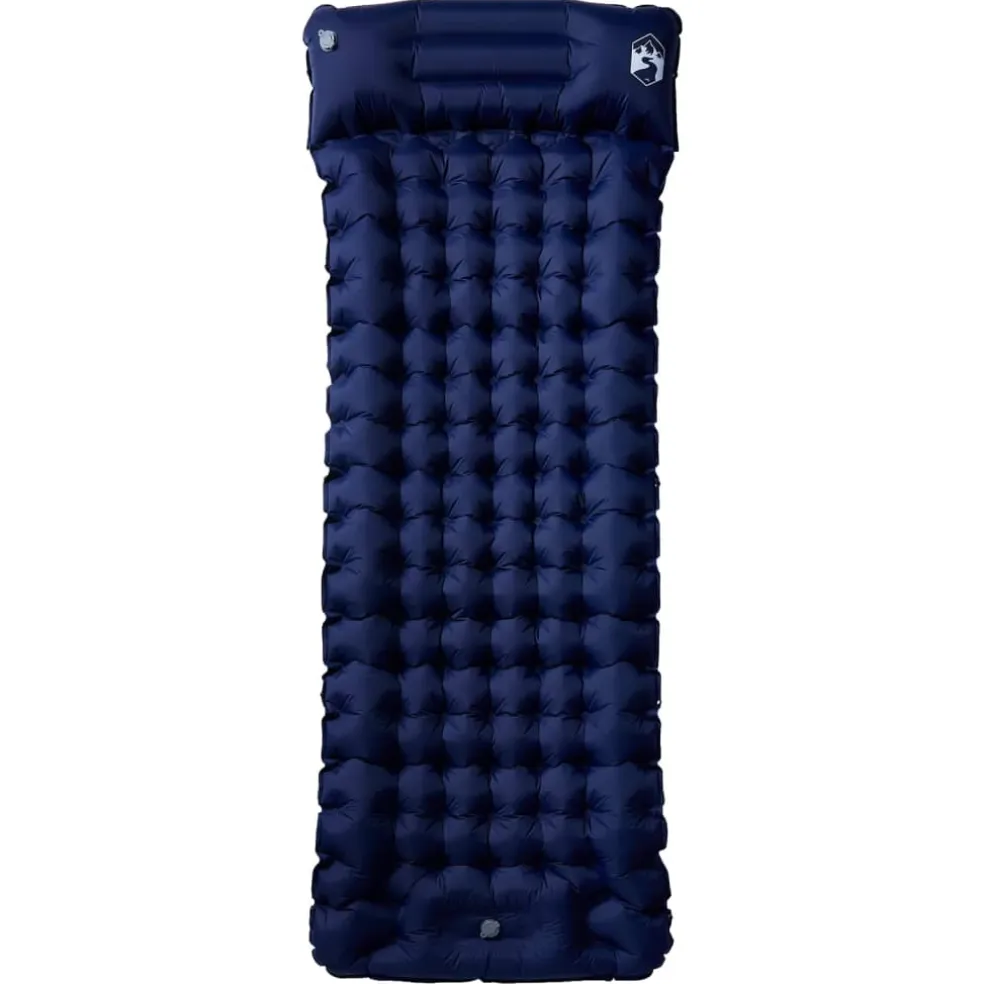 vidaXL Kampeermatras met kussen zelfopblazend 1-persoons marineblauw