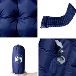 vidaXL Kampeermatras met kussen zelfopblazend 1-persoons marineblauw