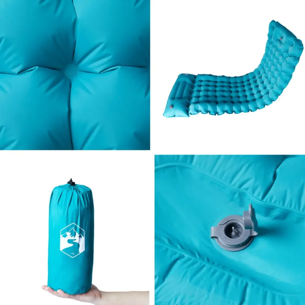vidaXL Kampeermatras met kussen zelfopblazend 1-persoons blauw