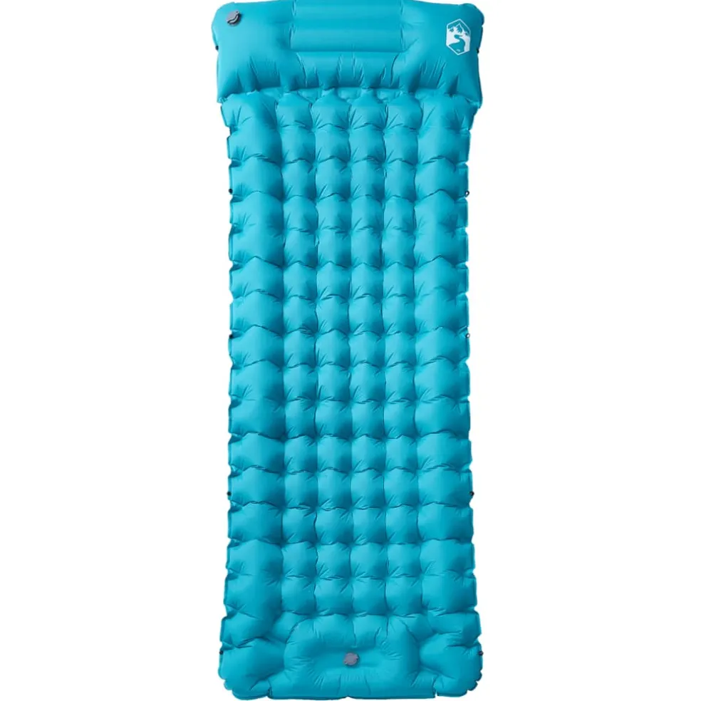 vidaXL Kampeermatras met kussen zelfopblazend 1-persoons blauw