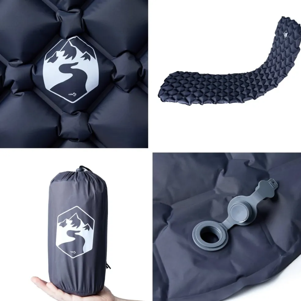 vidaXL Kampeermatras opblaasbaar 190x58x6 cm 1- persoons grijs