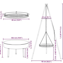 vidaXL Kampvuur tripod 3 st Zwart Staal