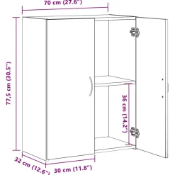 vidaXL Kantoorkast Artisanaal eiken 70 x 32 x 77.5 cm Bewerkt hout