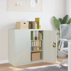 vidaXL Kantoorkast met 2 deuren 90 cm staal grijs
