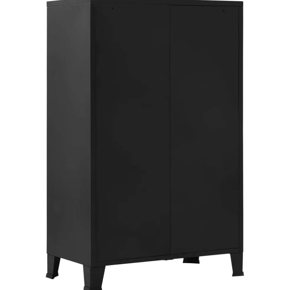 vidaXL Kantoorkast met gaasdeuren industrieel 75x40x120 cm staal zwart