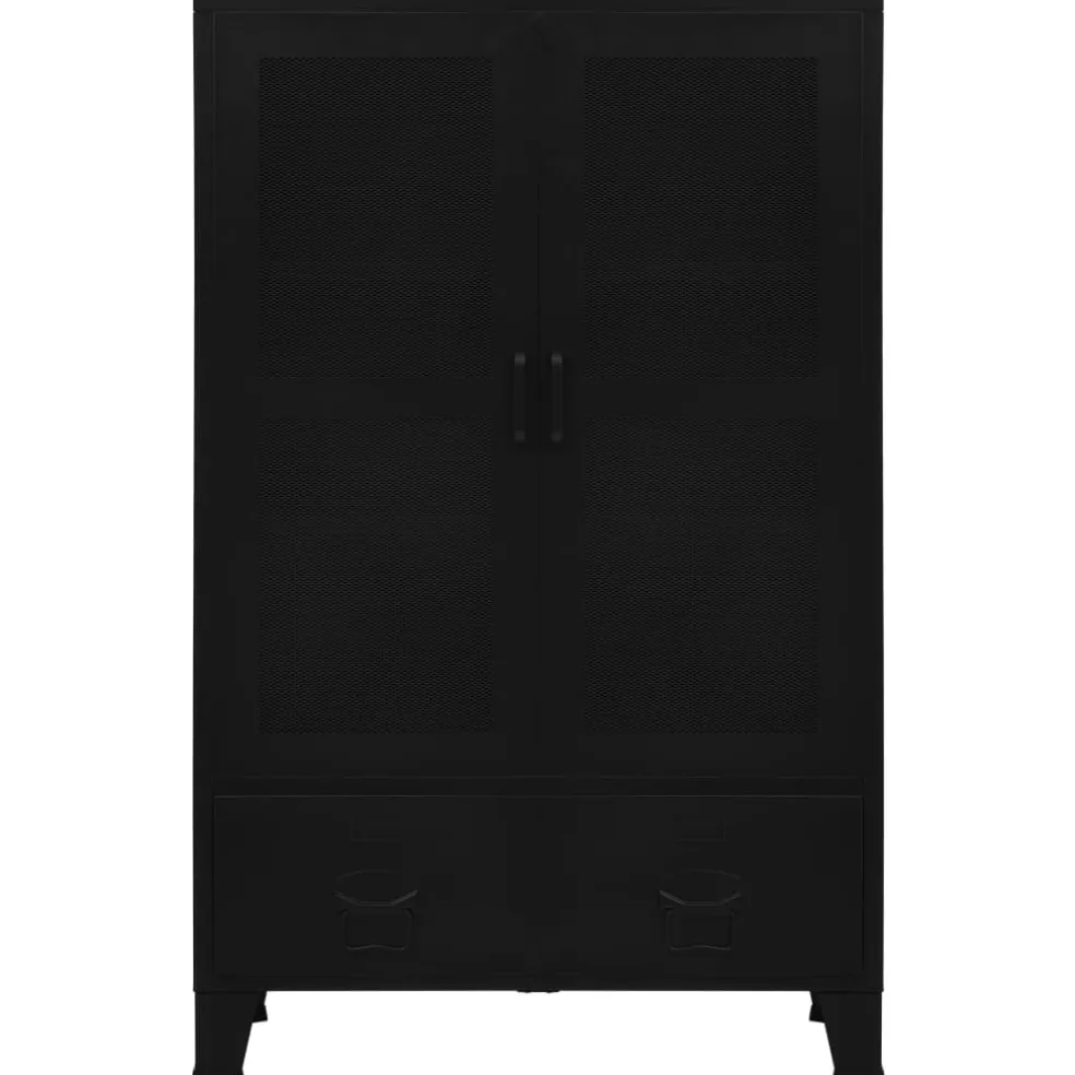 vidaXL Kantoorkast met gaasdeuren industrieel 75x40x120 cm staal zwart