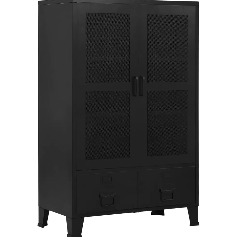 vidaXL Kantoorkast met gaasdeuren industrieel 75x40x120 cm staal zwart