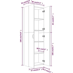 vidaXL Kantoorkast 60x32x190 cm bewerkt hout betongrijs