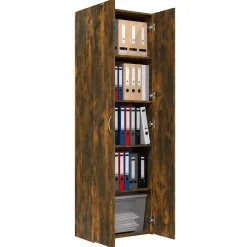 vidaXL Kantoorkast 60x32x190 cm bewerkt hout gerookt eikenkleurig