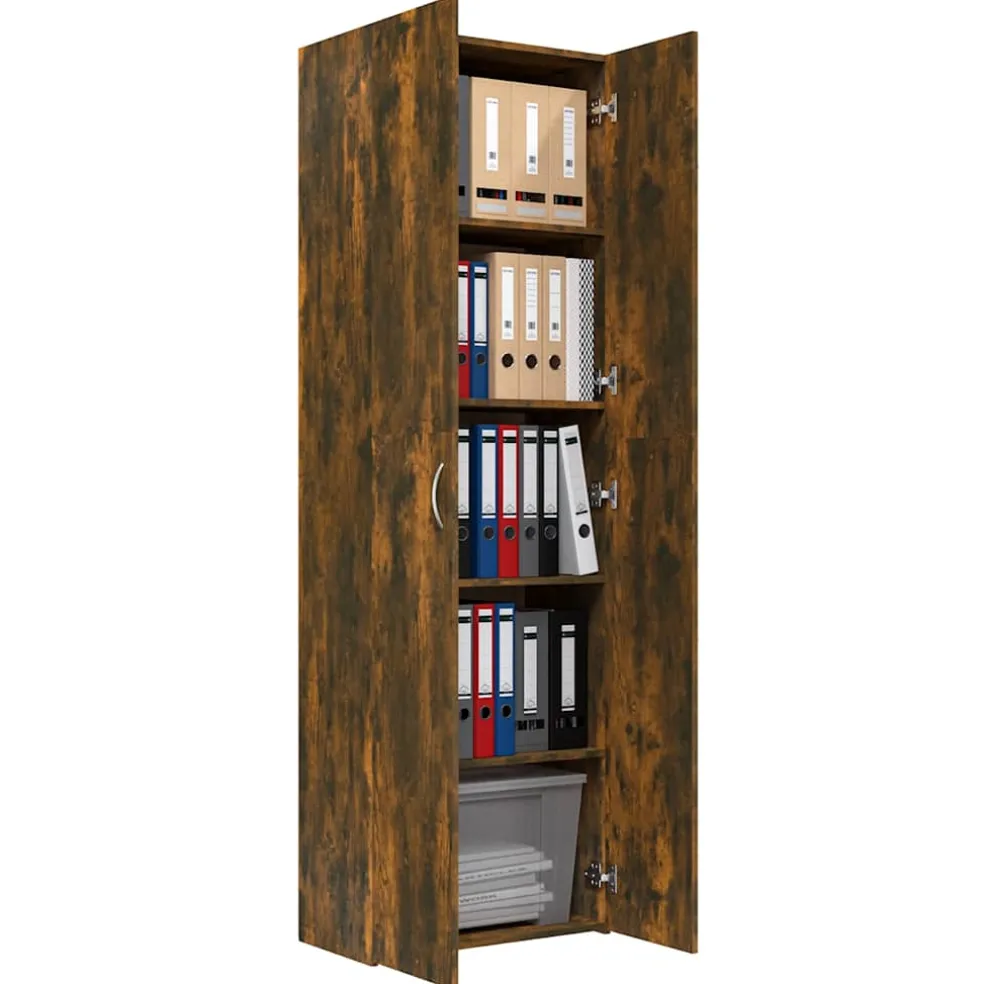 vidaXL Kantoorkast 60x32x190 cm bewerkt hout gerookt eikenkleurig