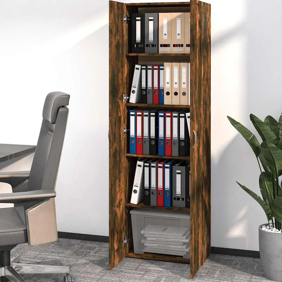 vidaXL Kantoorkast 60x32x190 cm bewerkt hout gerookt eikenkleurig