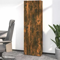 vidaXL Kantoorkast 60x32x190 cm bewerkt hout gerookt eikenkleurig