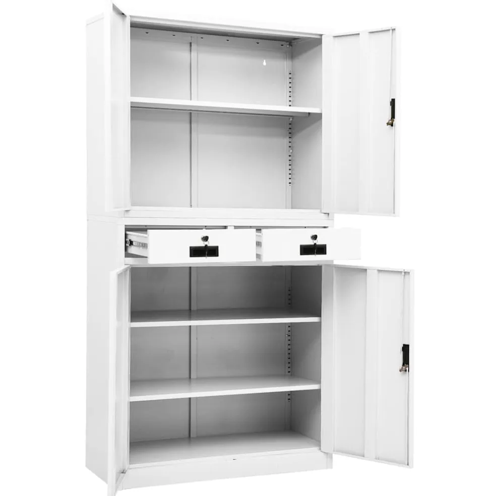 vidaXL Kantoorkast 90x40x180 cm staal wit