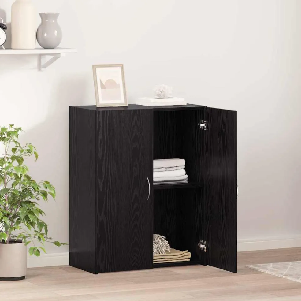 vidaXL Kantoorkast Zwart eiken 70 x 32 x 77.5 cm Bewerkt hout
