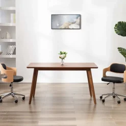 vidaXL Kantoorstoel draaibaar gebogen hout en kunstleer zwart