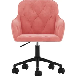 vidaXL Kantoorstoel draaibaar fluweel roze
