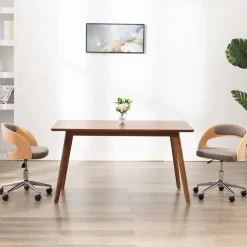vidaXL Kantoorstoel draaibaar gebogen hout en stof taupe