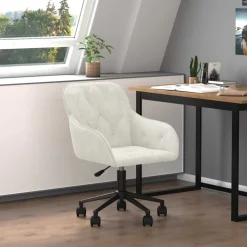vidaXL Kantoorstoel draaibaar fluweel crèmekleurig