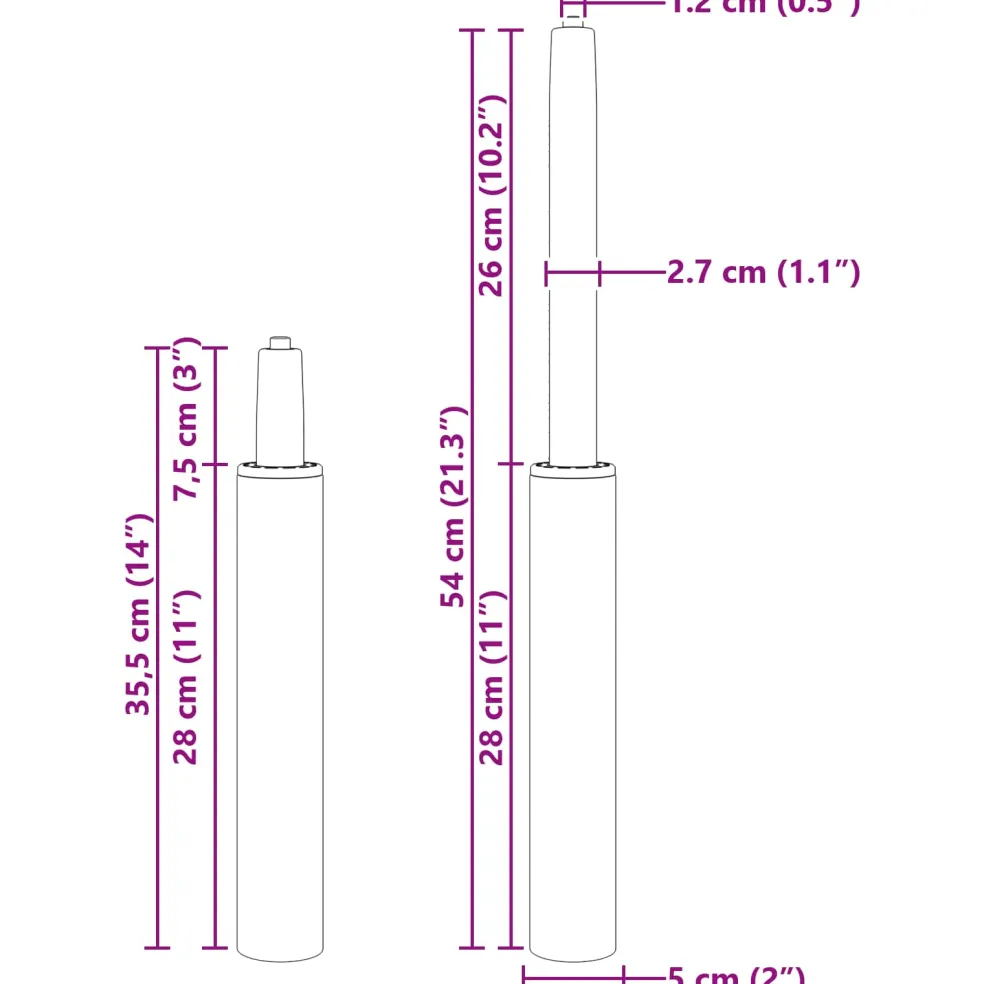 vidaXL Kantoorstoel gascilinder Zwart 355-540 mm IJzer