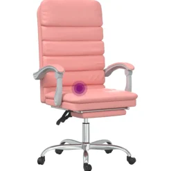 vidaXL Kantoorstoel massage verstelbaar kunstleer roze