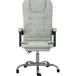 vidaXL Kantoorstoel massage verstelbaar fluweel lichtgrijs
