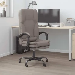 vidaXL Kantoorstoel massage verstelbaar stof taupe