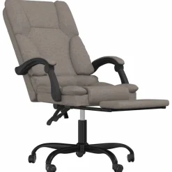 vidaXL Kantoorstoel massage verstelbaar stof taupe