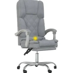 vidaXL Kantoorstoel massage verstelbaar stof lichtgrijs