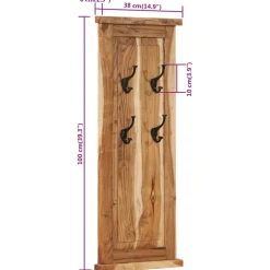 vidaXL Kapstokken 2 st 38x100 cm massief acaciahout