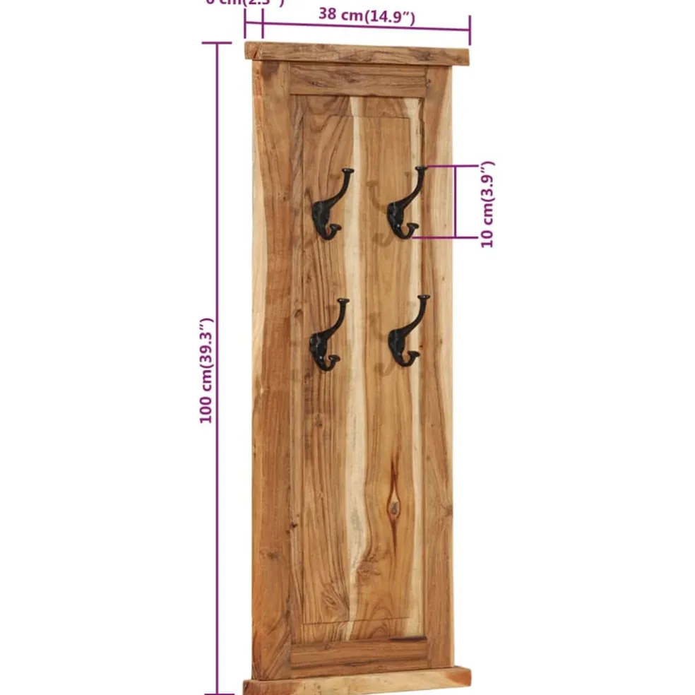 vidaXL Kapstokken 2 st 38x100 cm massief acaciahout