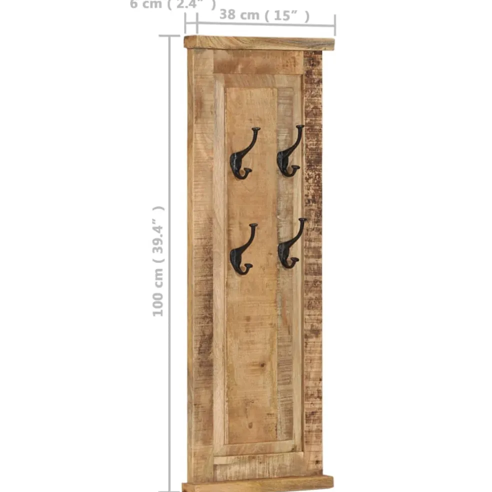vidaXL Kapstokken 2 st 38x100 cm massief mangohout