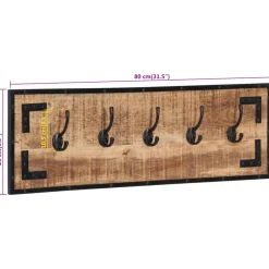 vidaXL Kapstokken 2 st 80x8x25 cm massief ruw mangohout