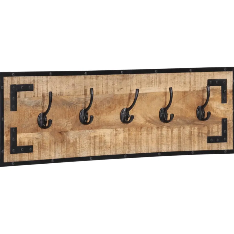vidaXL Kapstokken 2 st 80x8x25 cm massief ruw mangohout