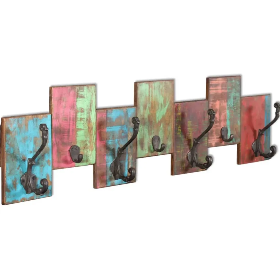 vidaXL Kapstok met 7 haken massief gerecycled hout