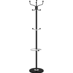 vidaXL Kapstok met parapluhouder 180 cm gepoedercoat ijzer zwart