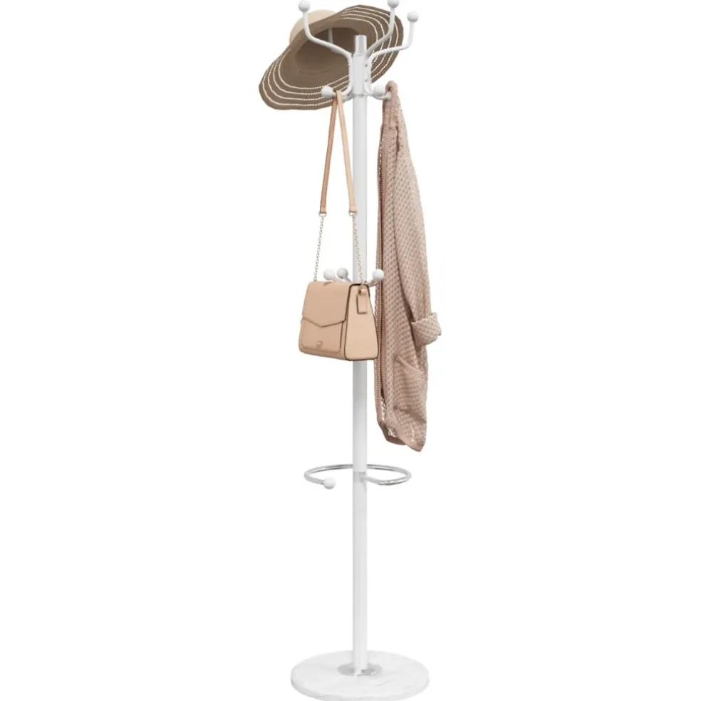 vidaXL Kapstok met parapluhouder 180 cm gepoedercoat ijzer wit
